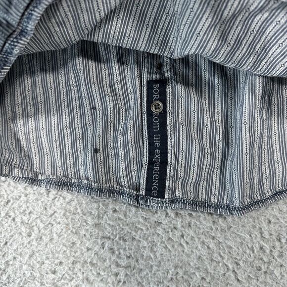 Prana Shirt Men's XL Grey Stripe Short Sleeve Button Up Pockets M1PATR115 - Picture 9 of 10
